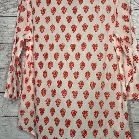 Aspiga Cecilia Floral Pineapple Soft Organic Cotton Button Down Blouse Top Small - Picture 12 of 12